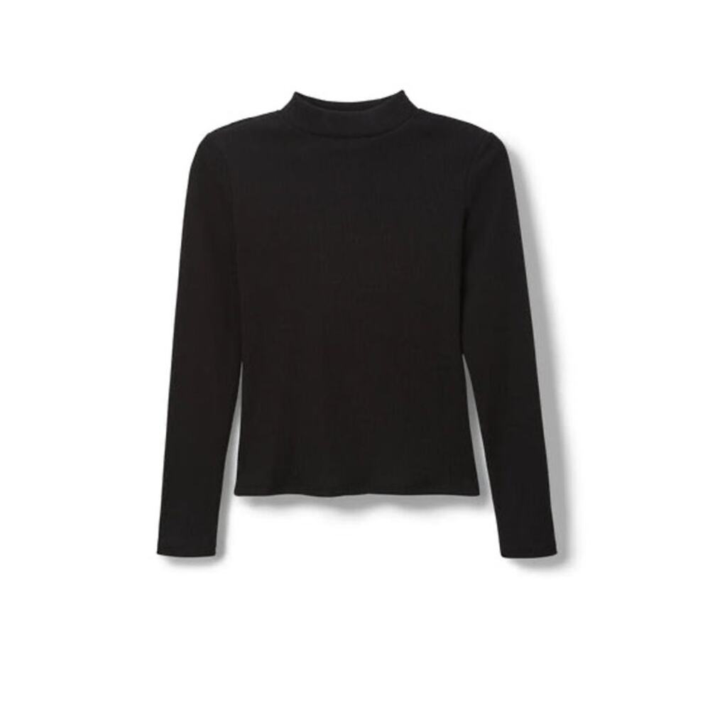 Perfectwhitetee mona rib mockneck long sleeve top soft cozy black xs minimalist